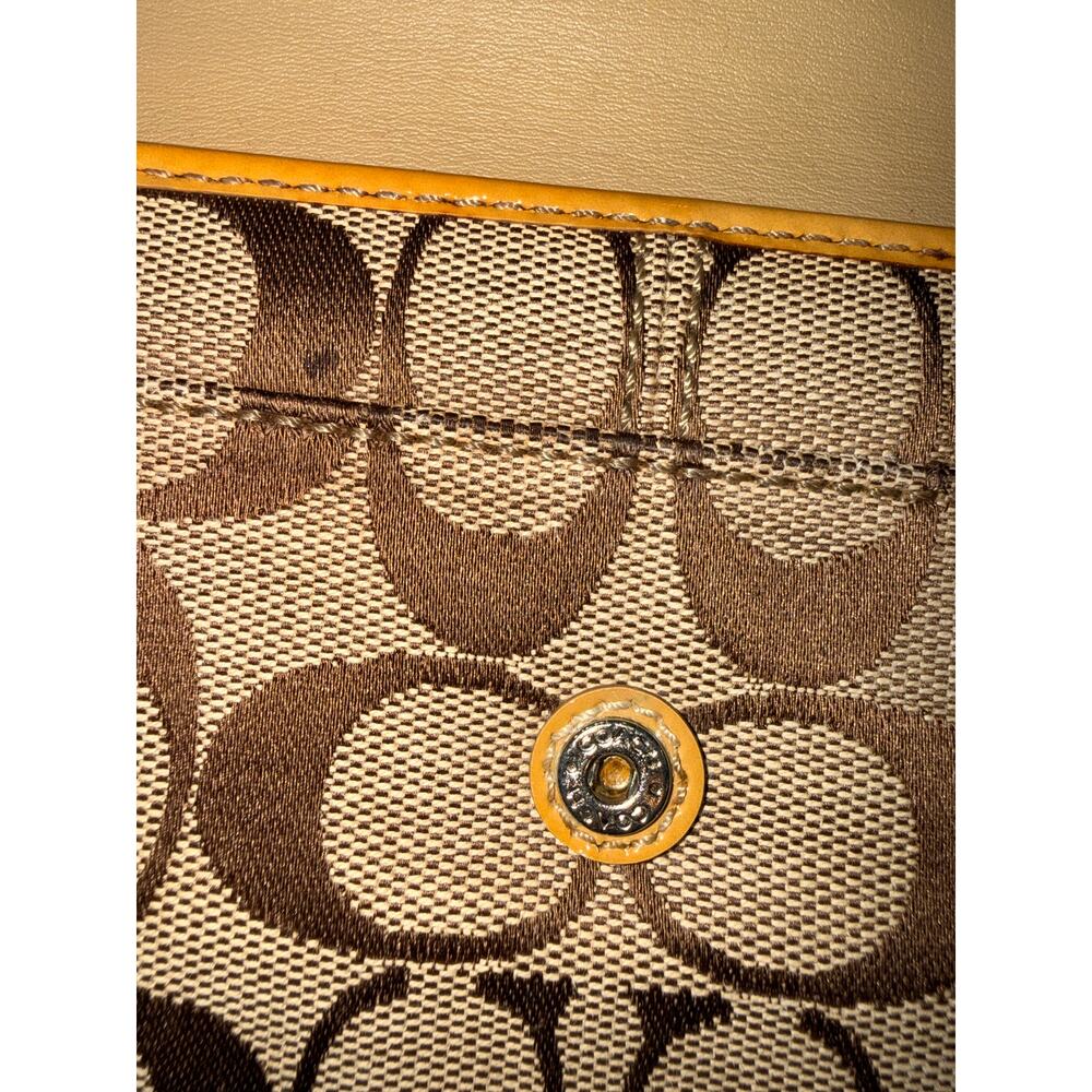 Coach Signature Canvas Long Wallet with Yellow Stripe - Picture 6 of 9